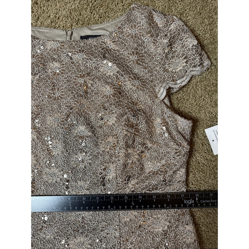 ALEX EVENINGS Lace Sequin Dress Size 16 Petite‎ Champagne Wedding MOB/MOG Event - Picture 7 of 12
